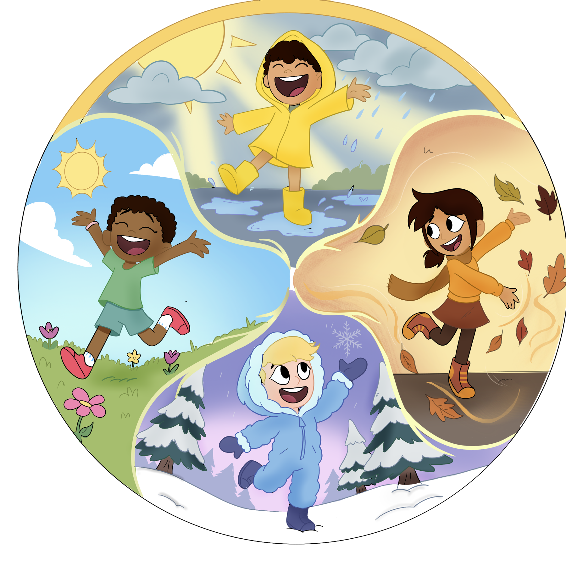 Children explore four playful seasons